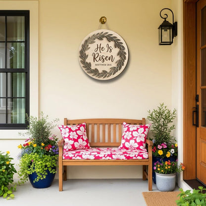 He Is Risen Wooden Door Sign