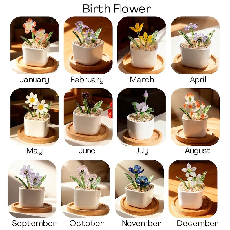 Custom Birth Flower Glass Pot – Christian Bible Verse Gift, Personalized Birth Month