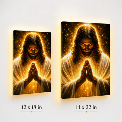 LED Holy Family Radiant Night Canvas/Mica – Christian Wall Art with Hidden Backlight