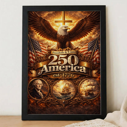 America 250 Freedom & Unity Eagle Cross Wall Art Poster/Canvas