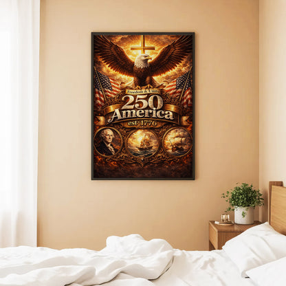 America 250 Freedom & Unity Eagle Cross Wall Art Poster/Canvas