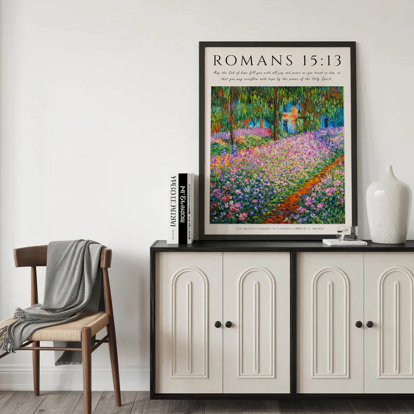 Romans 15:13 Bible Verse Floral Garden Wall Art Poster/Canvas