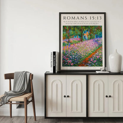 Romans 15:13 Bible Verse Floral Garden Wall Art Poster/Canvas