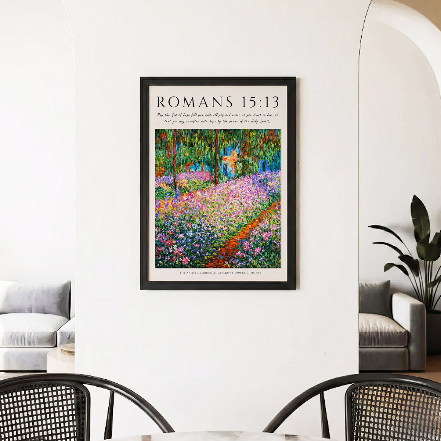 Romans 15:13 Bible Verse Floral Garden Wall Art Poster/Canvas