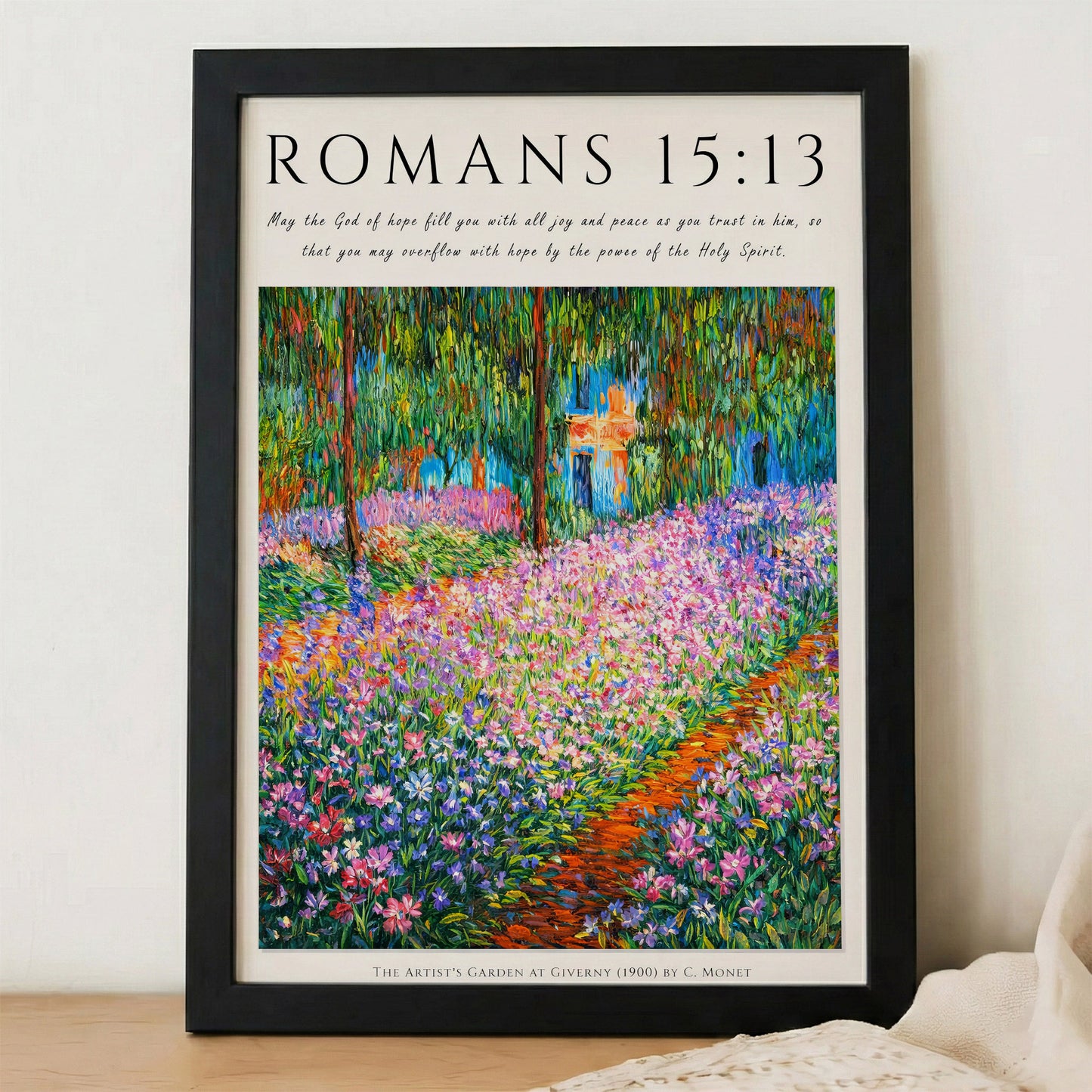 Romans 15:13 Bible Verse Floral Garden Wall Art Poster/Canvas