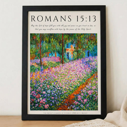 Romans 15:13 Bible Verse Floral Garden Wall Art Poster/Canvas