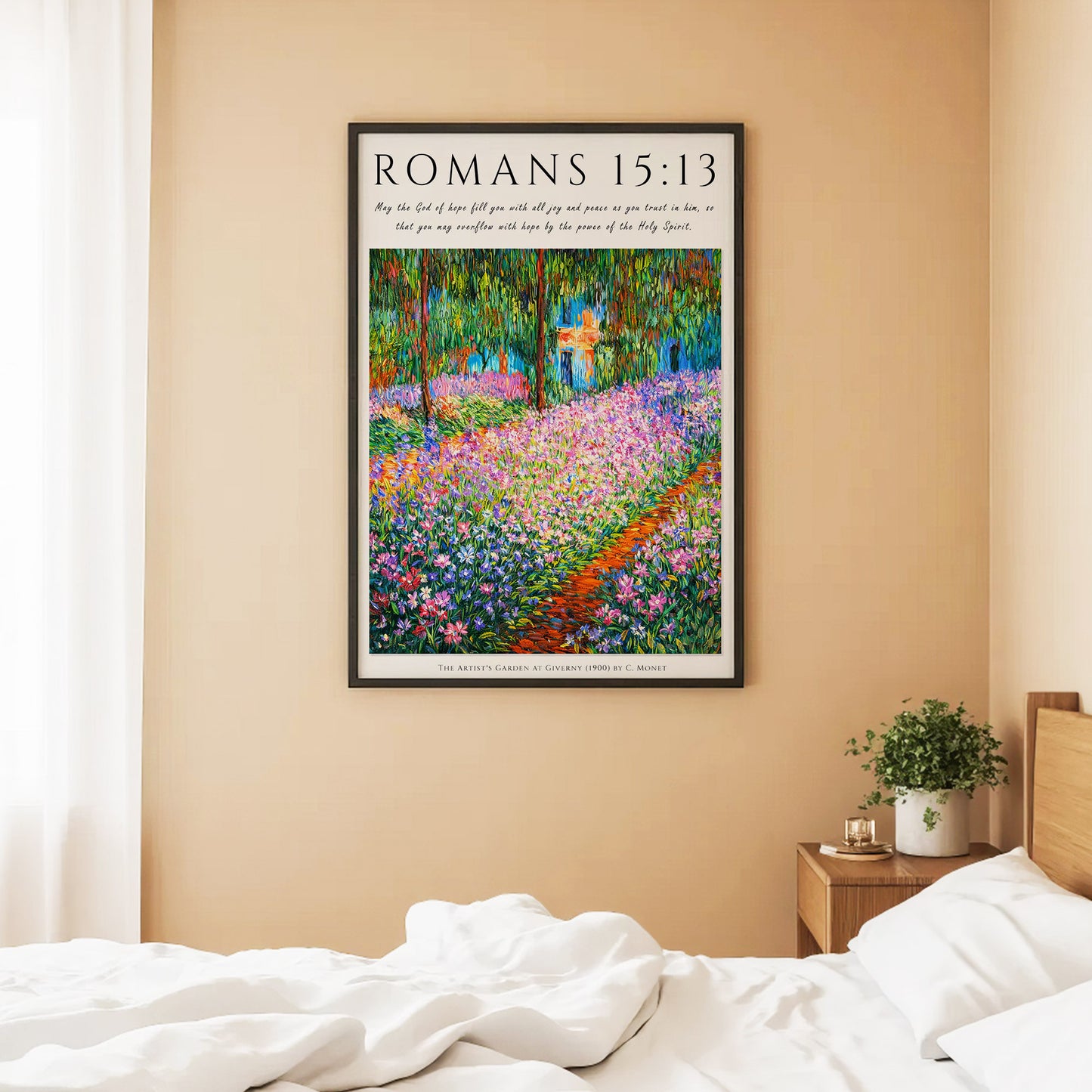 Romans 15:13 Bible Verse Floral Garden Wall Art Poster/Canvas