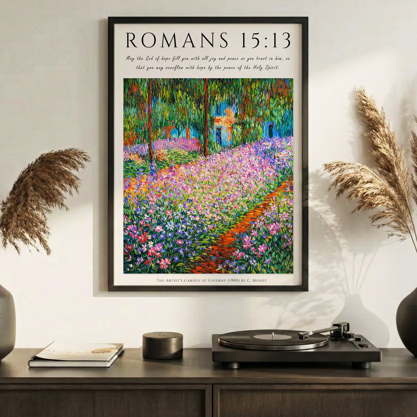 Romans 15:13 Bible Verse Floral Garden Wall Art Poster/Canvas