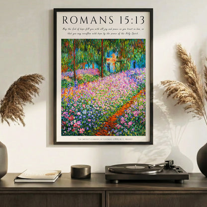 Romans 15:13 Bible Verse Floral Garden Wall Art Poster/Canvas