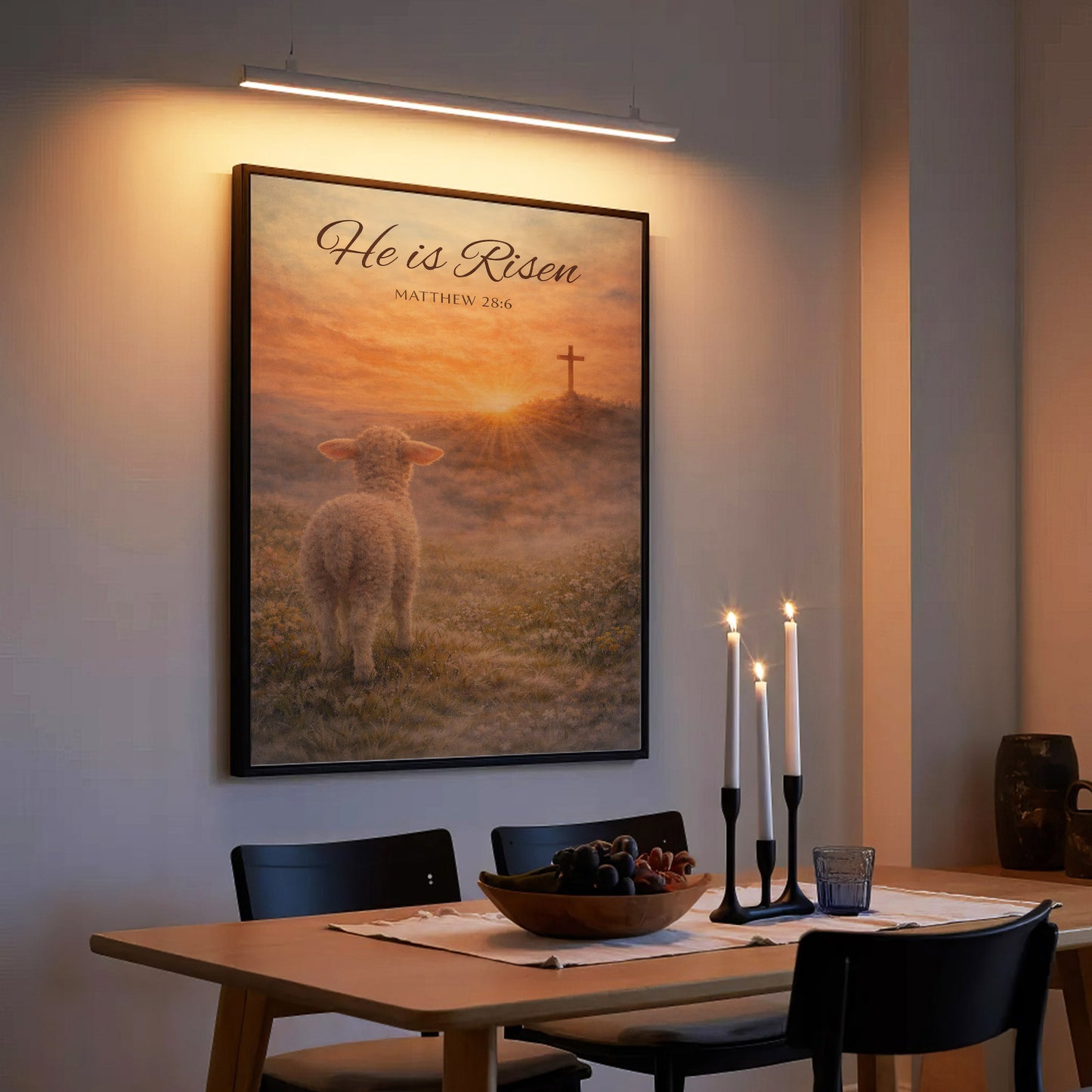 He Is Risen Matthew 28:6 Lamb Easter Christian Wall Art Poster/Canvas
