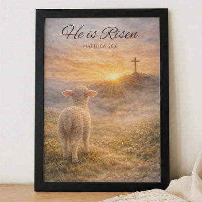 He Is Risen Matthew 28:6 Lamb Easter Christian Wall Art Poster/Canvas