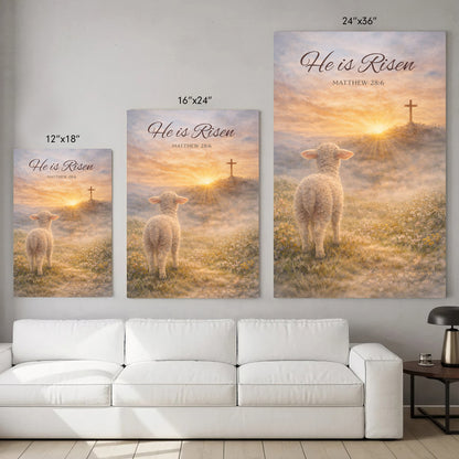 He Is Risen Matthew 28:6 Lamb Easter Christian Wall Art Poster/Canvas