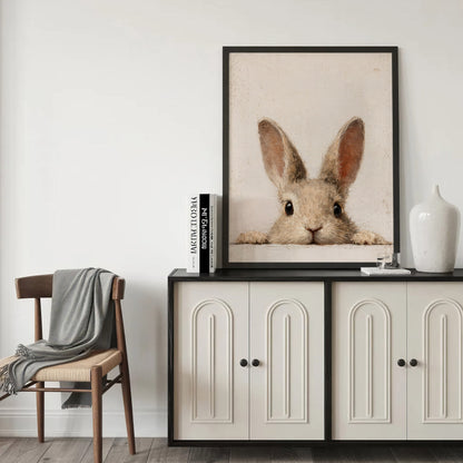 Curious Bunny Minimalist Kids Room Decor - Poster/Canvas