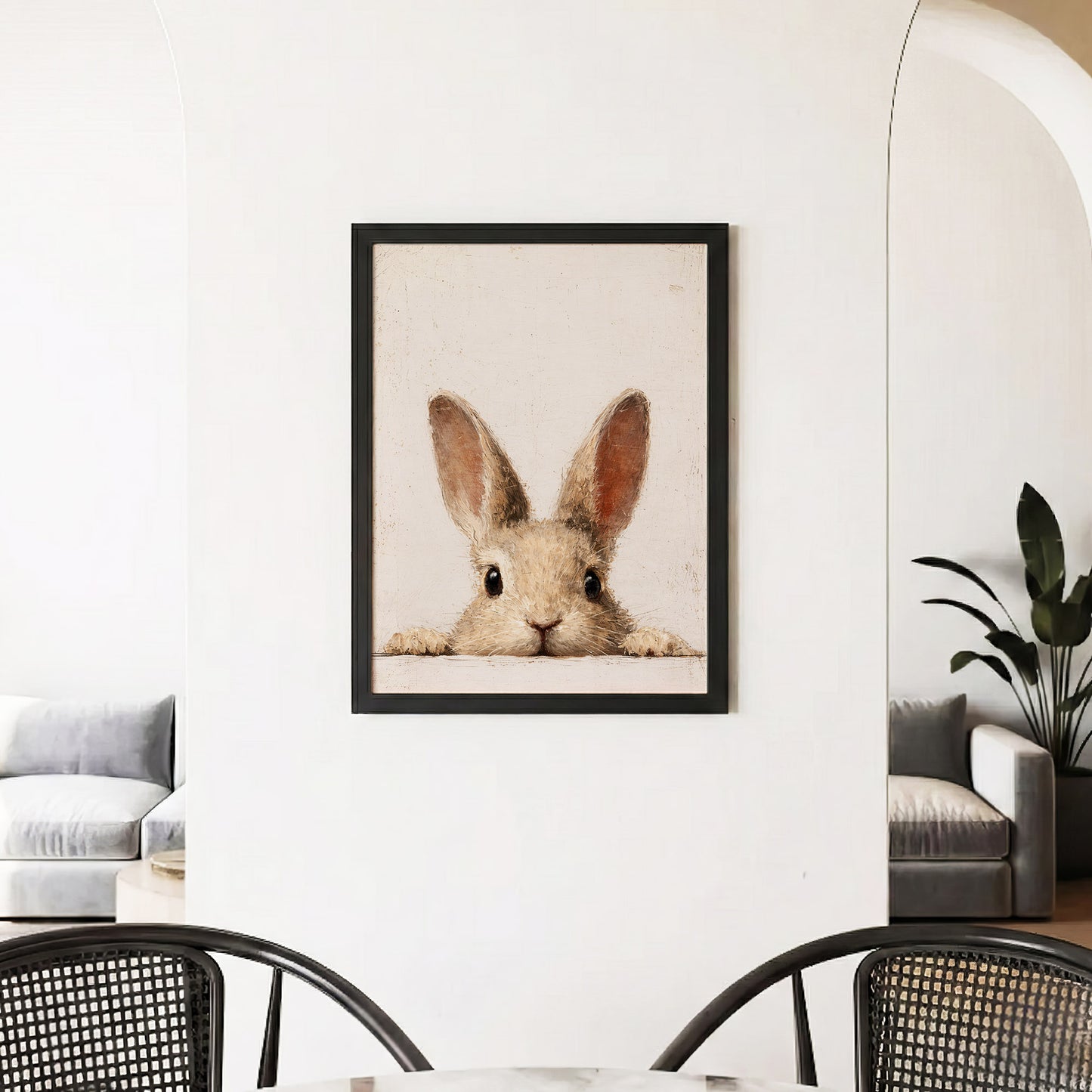 Curious Bunny Minimalist Kids Room Decor - Poster/Canvas