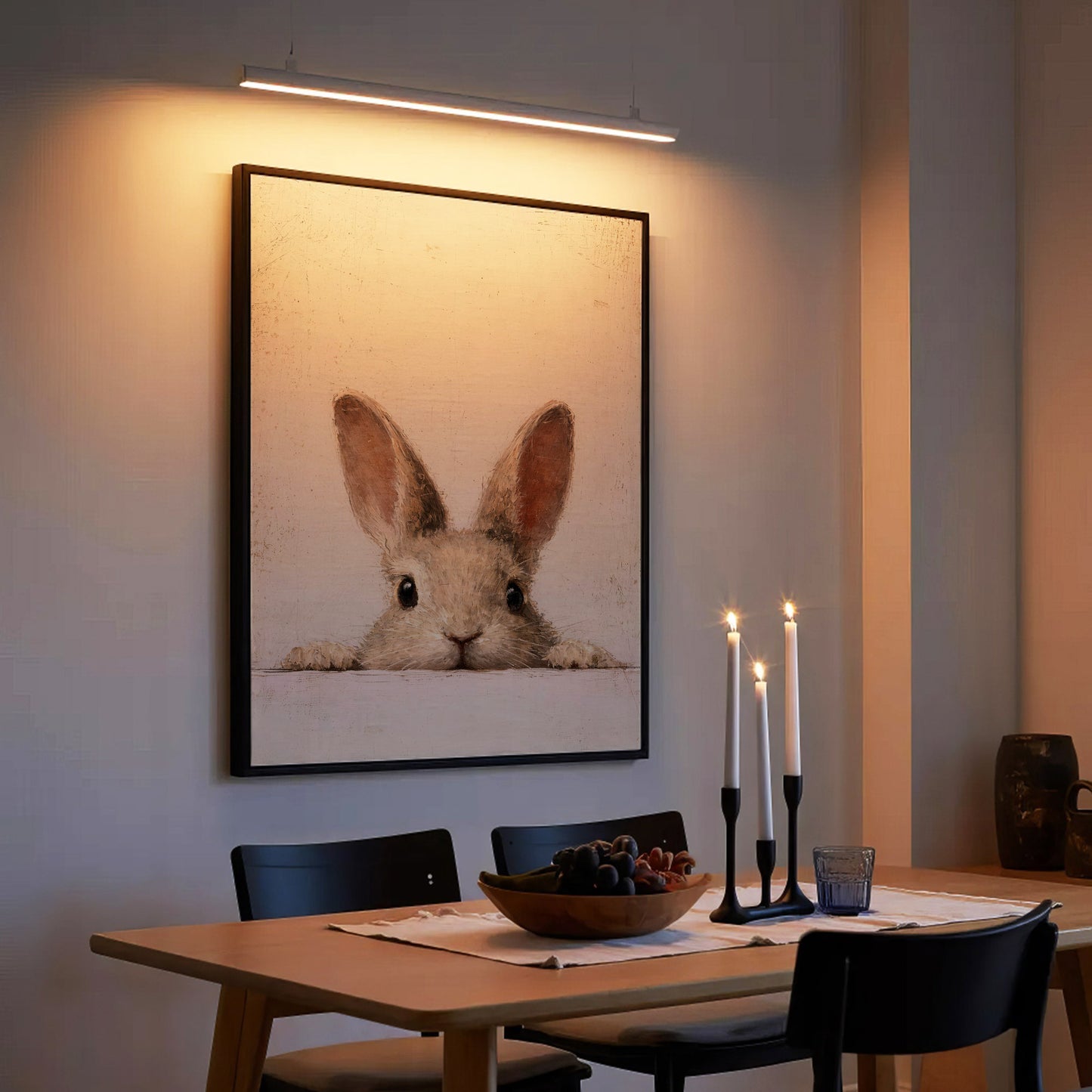 Curious Bunny Minimalist Kids Room Decor - Poster/Canvas