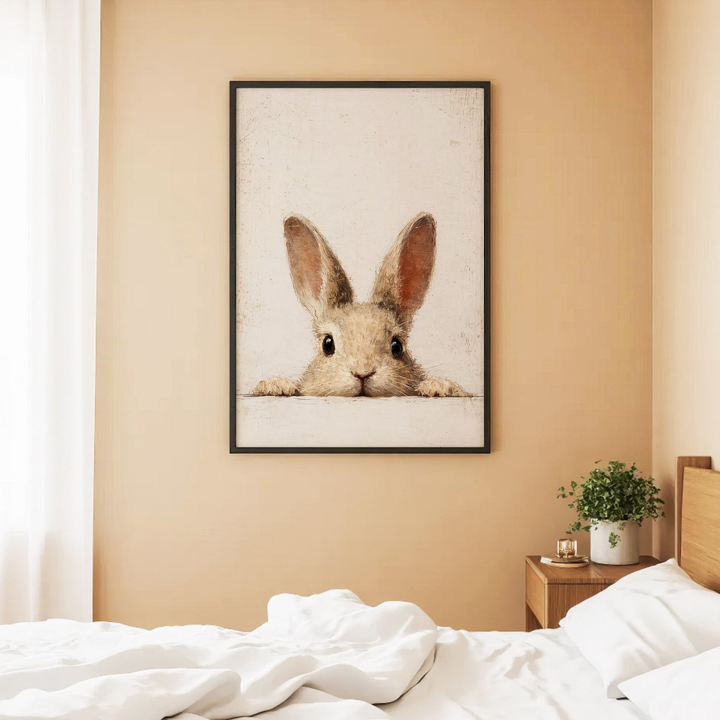 Curious Bunny Minimalist Kids Room Decor - Poster/Canvas