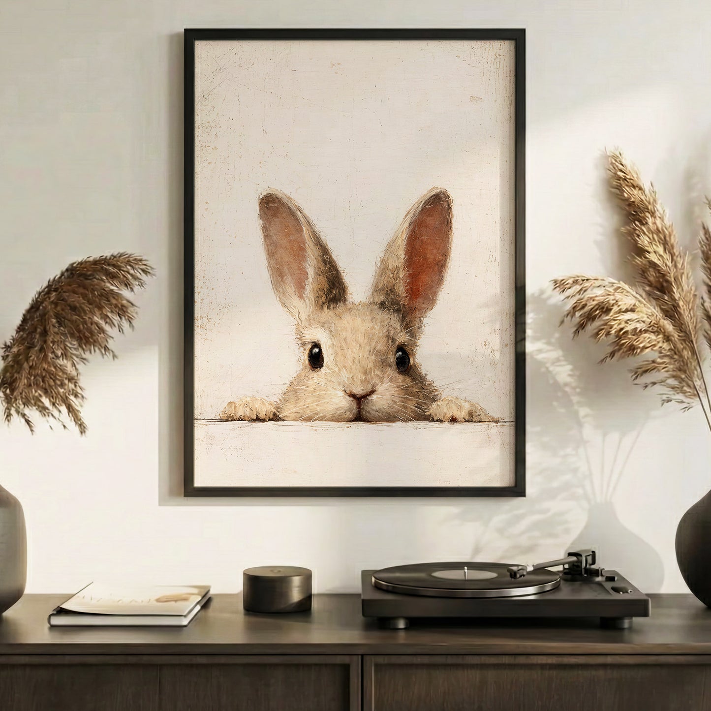 Curious Bunny Minimalist Kids Room Decor - Poster/Canvas