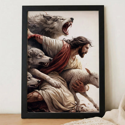 The Good Shepherd Protector Christian Wall Art Poster/Canvas