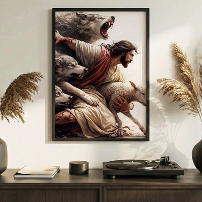 The Good Shepherd Protector Christian Wall Art Poster/Canvas