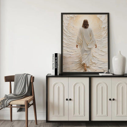 Jesus Walking Into The Light Textured Christian Art Poster/Canvas
