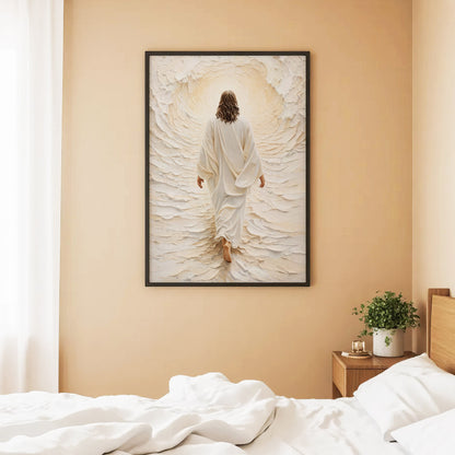 Jesus Walking Into The Light Textured Christian Art Poster/Canvas
