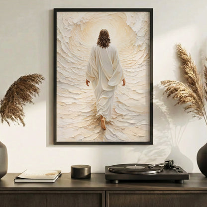 Jesus Walking Into The Light Textured Christian Art Poster/Canvas