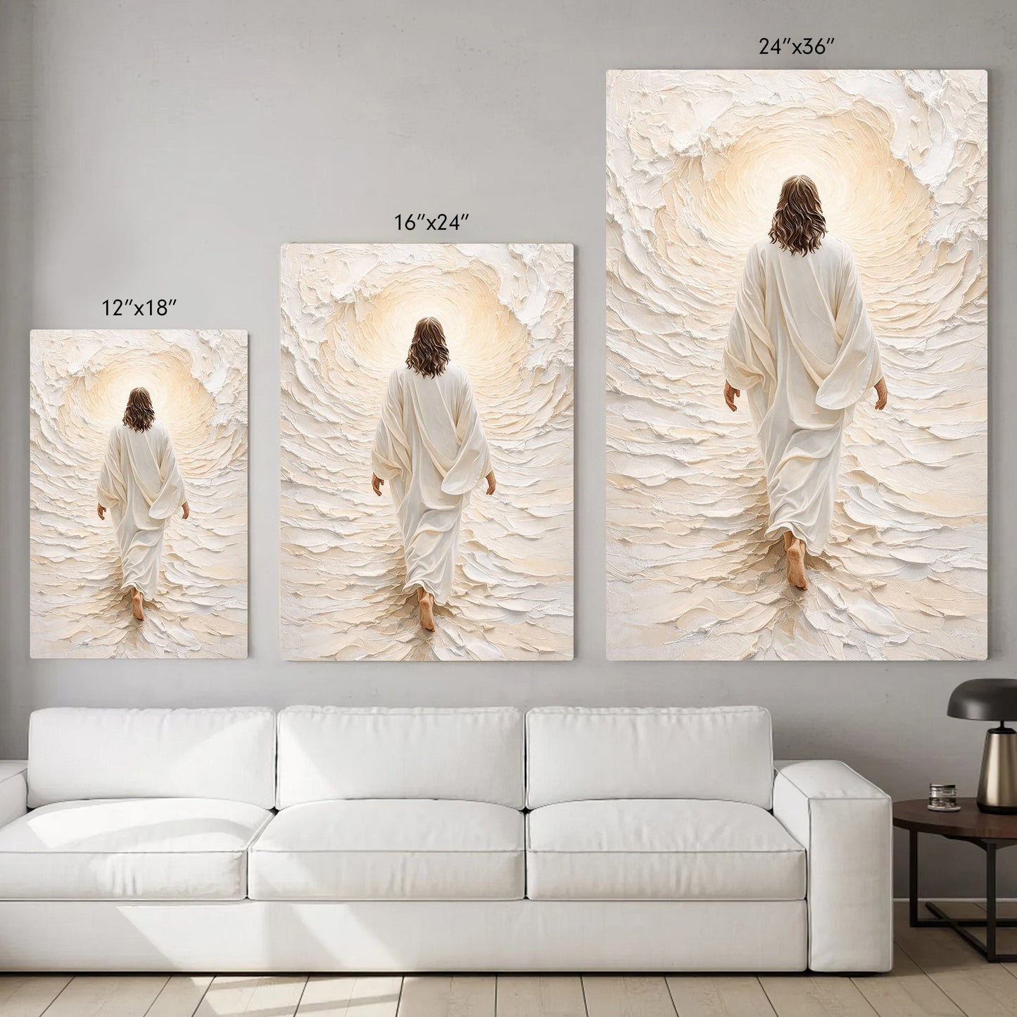 Jesus Walking Into The Light Textured Christian Art Poster/Canvas