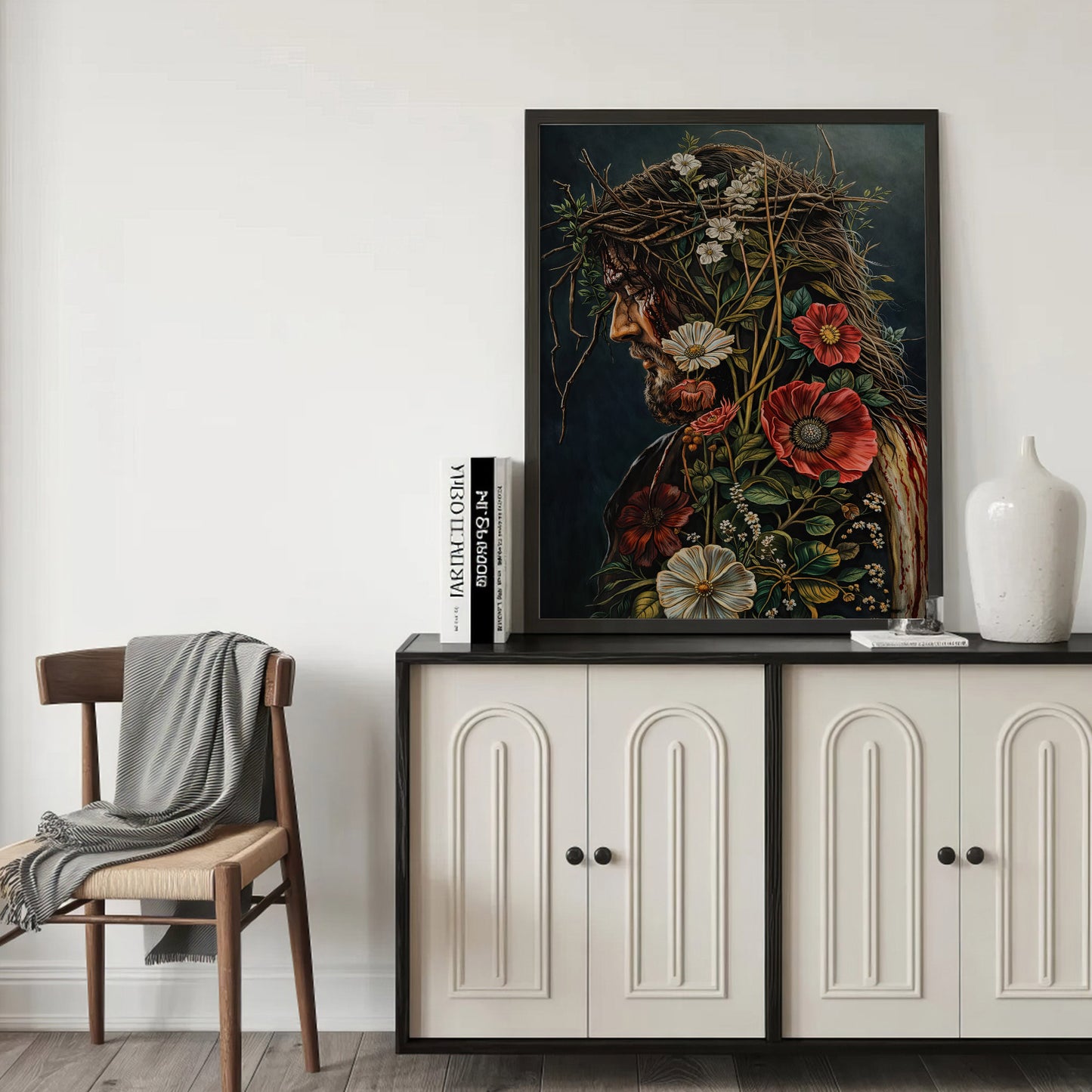 Jesus Christ Floral Crown Wall Art Poster/Canvas