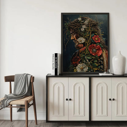 Jesus Christ Floral Crown Wall Art Poster/Canvas