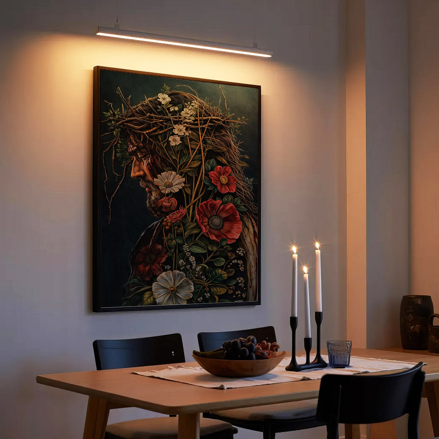 Jesus Christ Floral Crown Wall Art Poster/Canvas