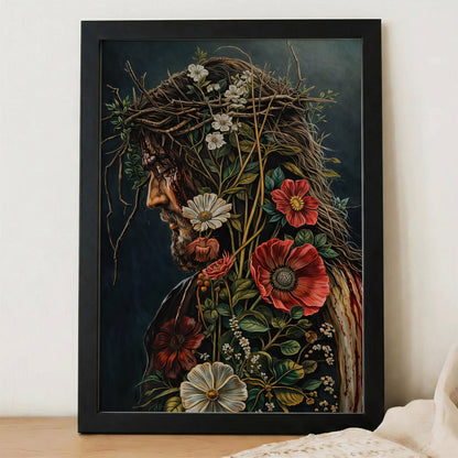 Jesus Christ Floral Crown Wall Art Poster/Canvas