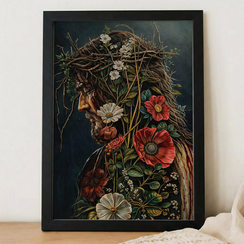 Jesus Christ Floral Crown Wall Art Poster/Canvas