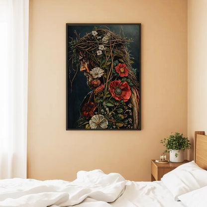 Jesus Christ Floral Crown Wall Art Poster/Canvas