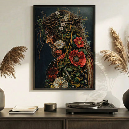 Jesus Christ Floral Crown Wall Art Poster/Canvas