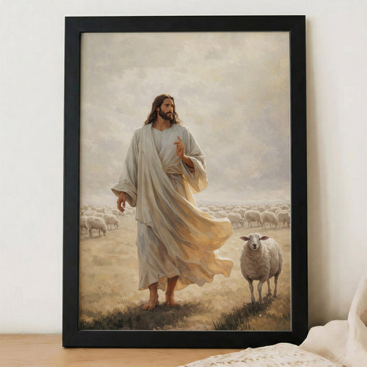 The Good Shepherd Walking Among His Sheep Poster/Canvas
