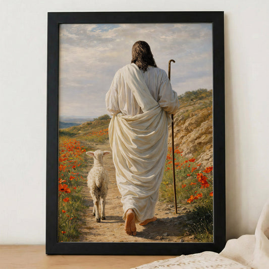 The Good Shepherd Jesus Christ Walking with His Flock Poster/Canvas