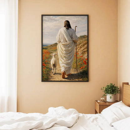 The Good Shepherd Jesus Christ Walking with His Flock Poster/Canvas