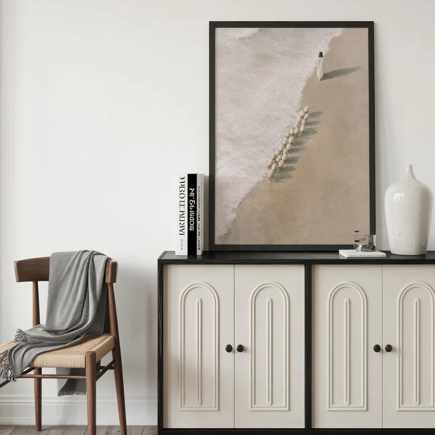 Jesus Walking with His Sheep Poster/Canvas