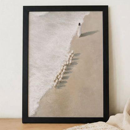 Jesus Walking with His Sheep Poster/Canvas