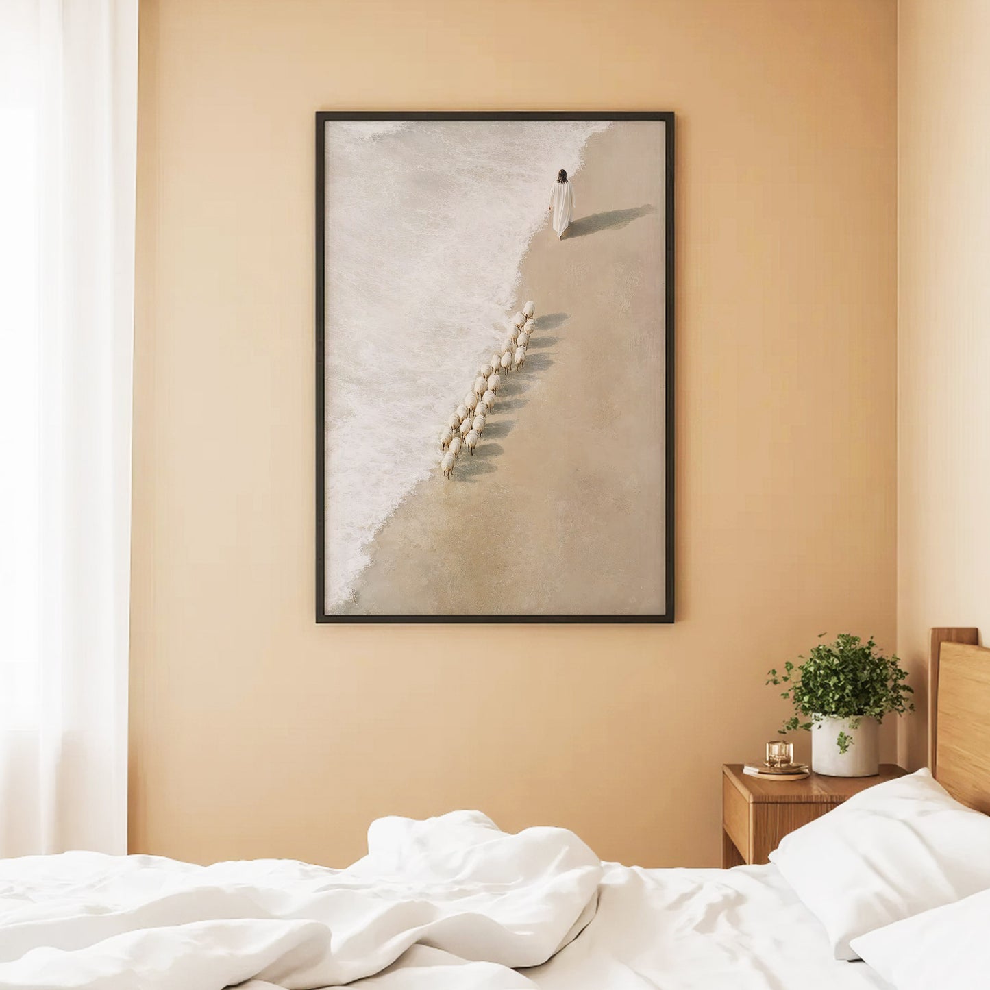 Jesus Walking with His Sheep Poster/Canvas