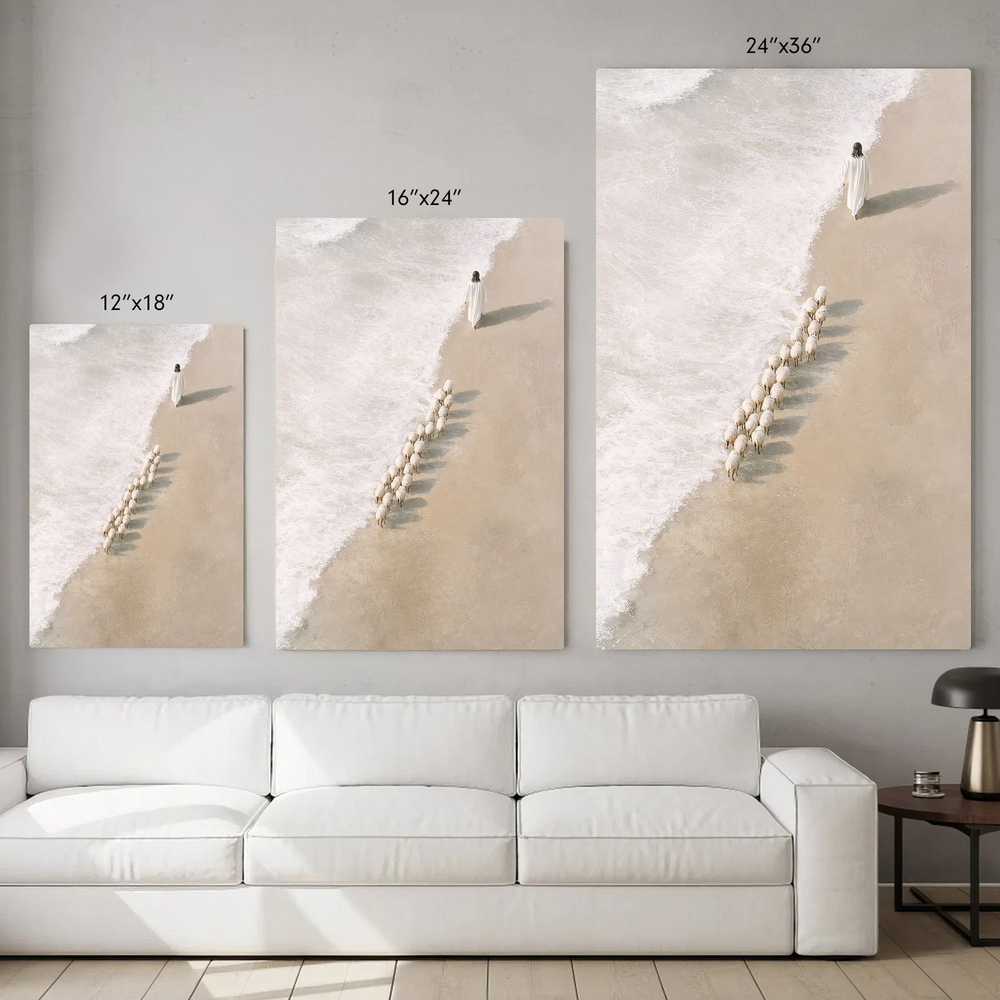 Jesus Walking with His Sheep Poster/Canvas