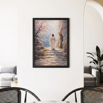 Walking With Grace – Spring Path of Faith Jesus Wall Art Poster/Canvas