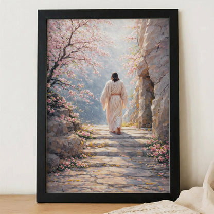 Walking With Grace – Spring Path of Faith Jesus Wall Art Poster/Canvas