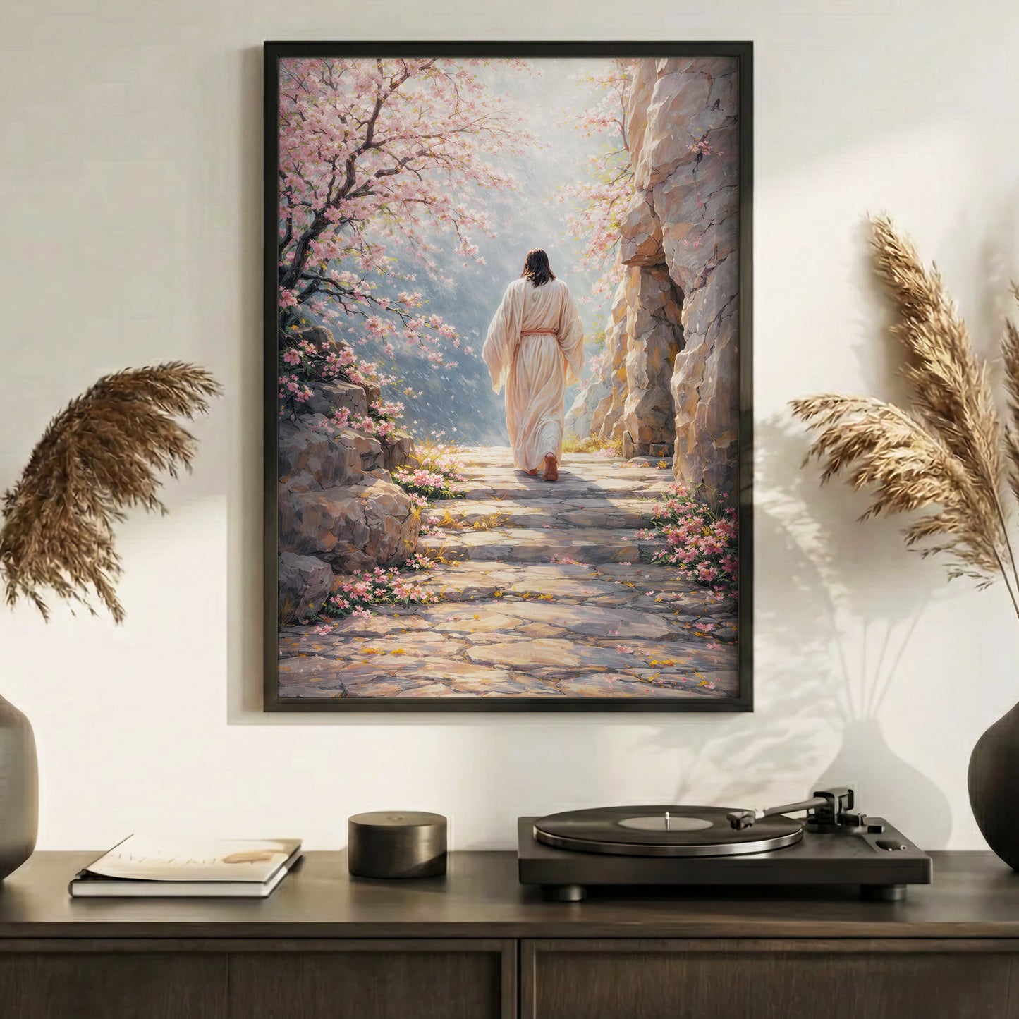Walking With Grace – Spring Path of Faith Jesus Wall Art Poster/Canvas