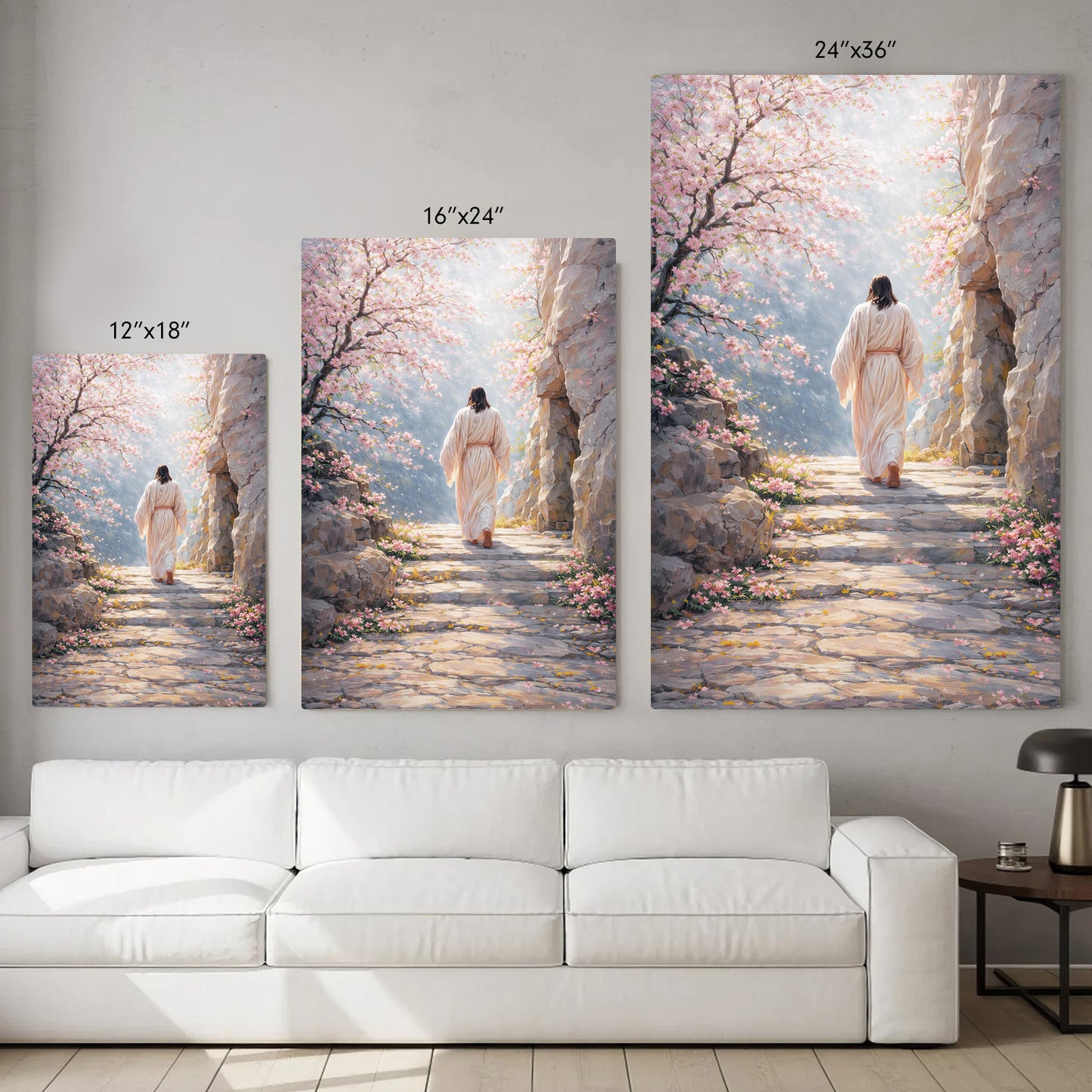 Walking With Grace – Spring Path of Faith Jesus Wall Art Poster/Canvas