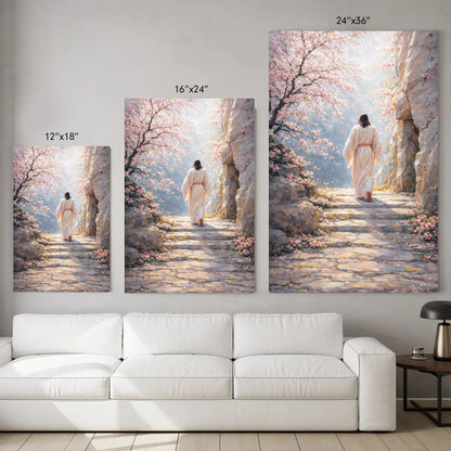 Walking With Grace – Spring Path of Faith Jesus Wall Art Poster/Canvas