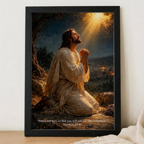 Jesus Praying in Gethsemane Scripture Wall Art Poster/Canvas