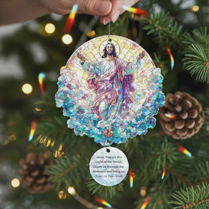 "Light of the World” Holo Acrylic 2-Layer Ornament with Prayer Tag