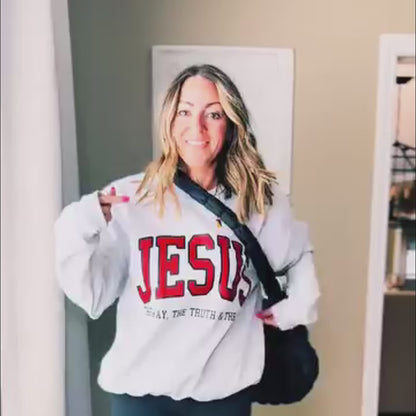 "Jesus The Way The Truth The Life" Unisex Varsity Style Christian T-Shirt | John 14:6 Bold Declaration Tee | Faith Guided Life Apparel