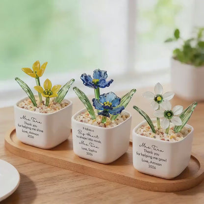 Custom Birth Flower Glass Pot – Christian Bible Verse Gift, Personalized Birth Month